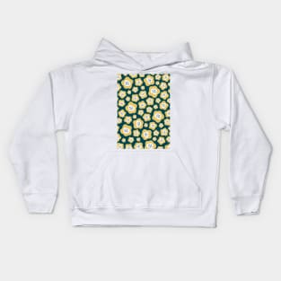 Funky Floral Pattern II in Charcoal and Yellow Kids Hoodie